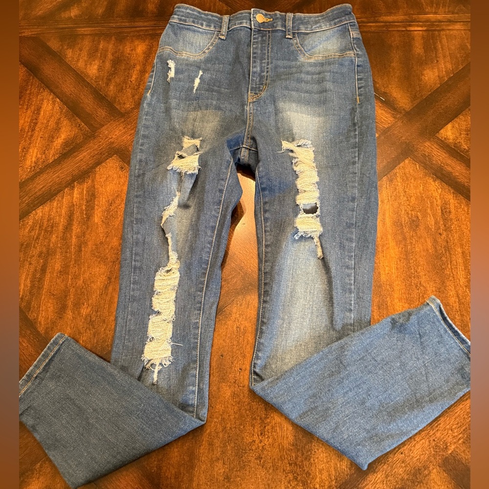 Forever 21 Distressed Blue Jeans